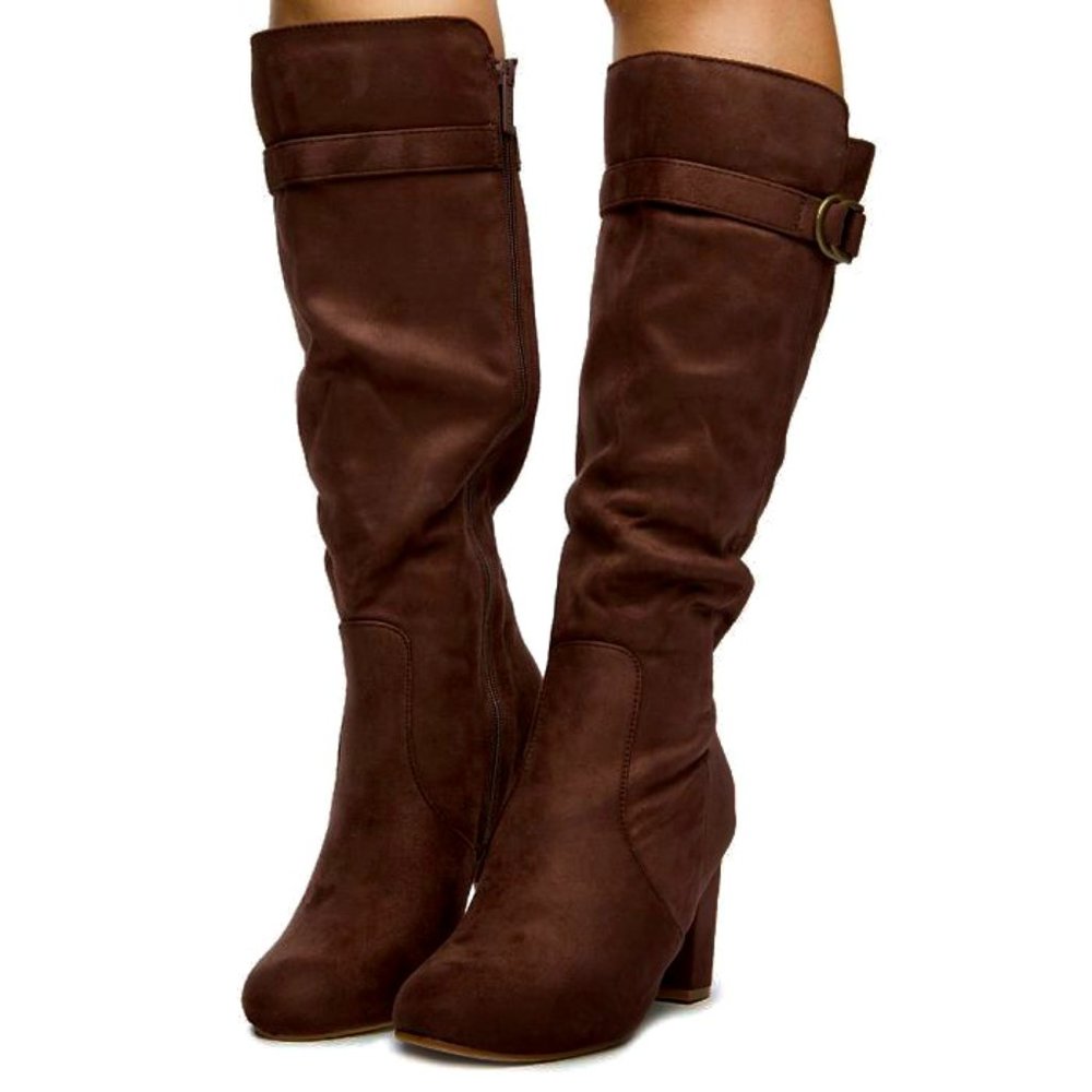 ANTHROPOLOGY KNEE HIGH BUFF BROWN HEELED BOOTS